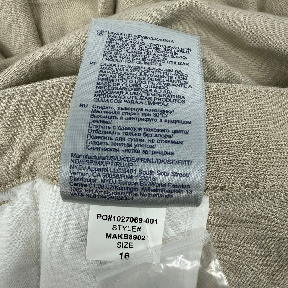 NYDJ Shorts Size 16 Linen Stretch Blend Relaxed Beige NWT High Rise Pleat Casual - Picture 15 of 16